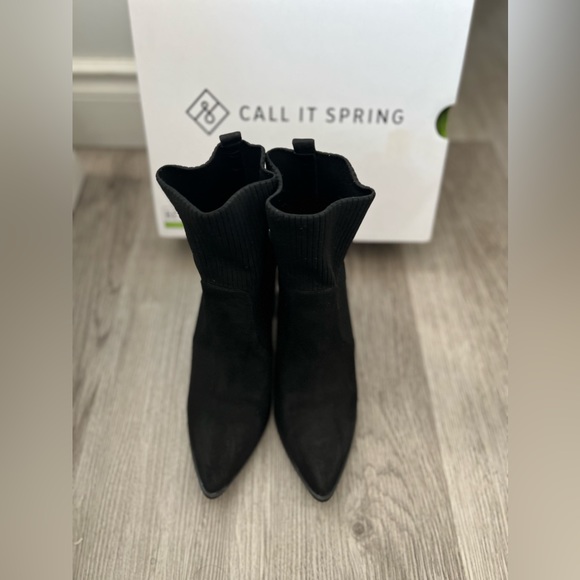 Sara Heeled Chelsea Booties in Black Textile Microfibre - Picture 6 of 9